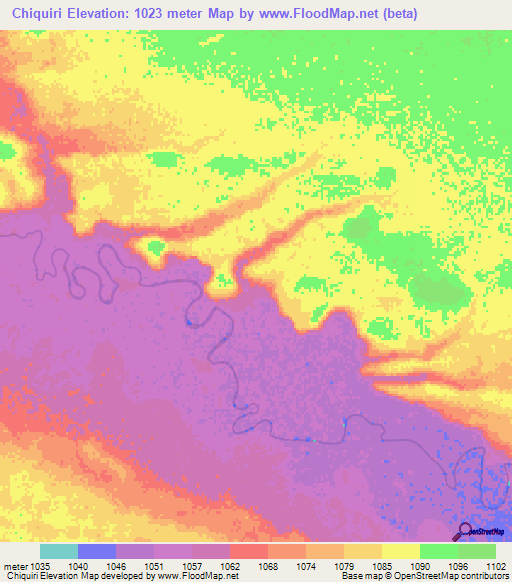 Chiquiri,Angola Elevation Map