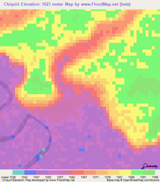 Chiquiri,Angola Elevation Map
