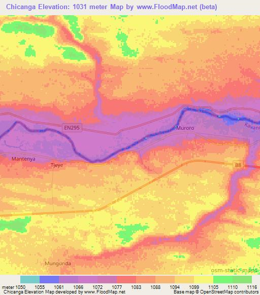 Chicanga,Angola Elevation Map