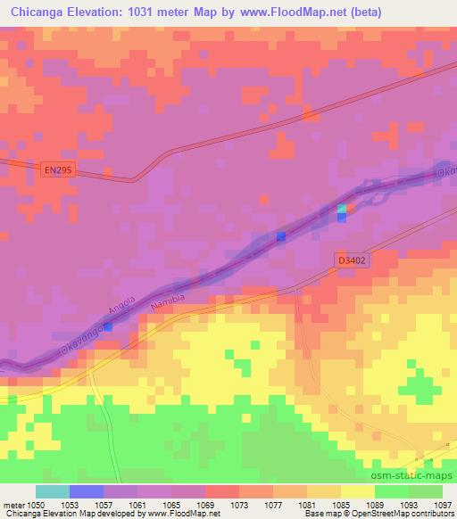 Chicanga,Angola Elevation Map