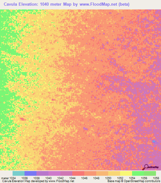 Cavula,Angola Elevation Map