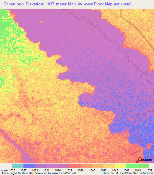 Capetungo,Angola Elevation Map