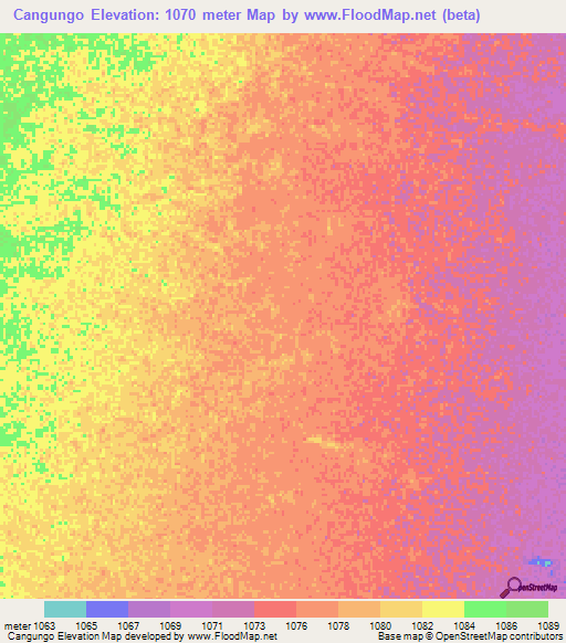 Cangungo,Angola Elevation Map