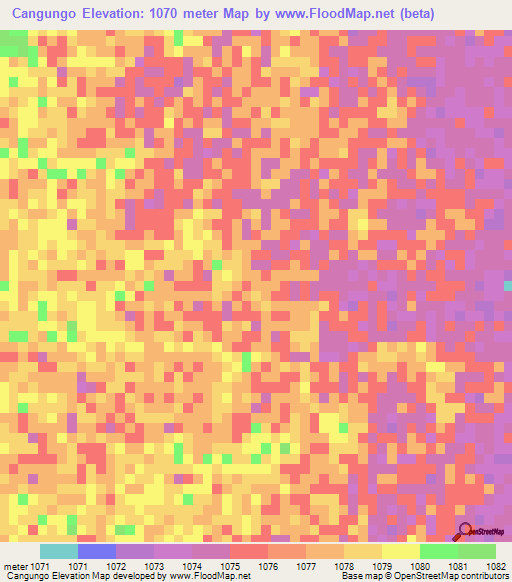 Cangungo,Angola Elevation Map