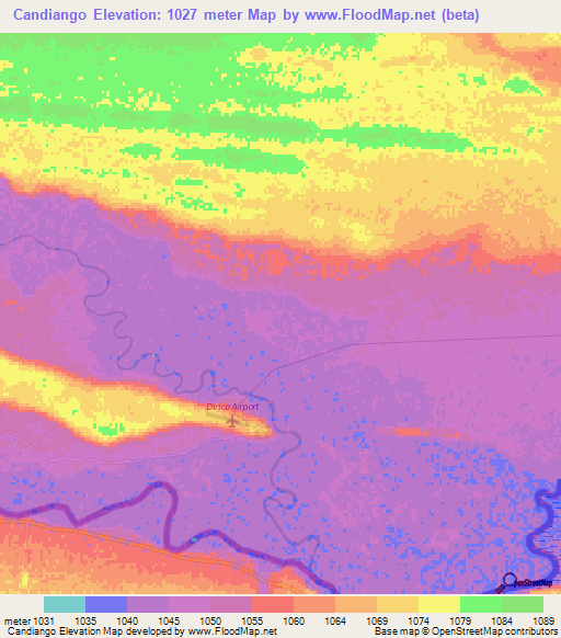 Candiango,Angola Elevation Map