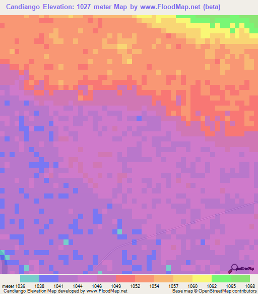 Candiango,Angola Elevation Map