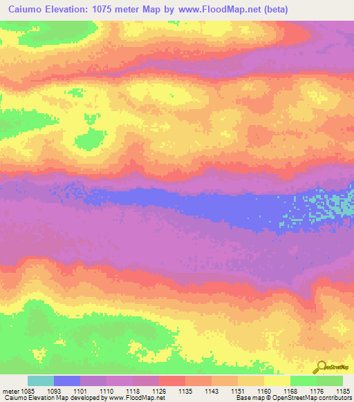 Caiumo,Angola Elevation Map