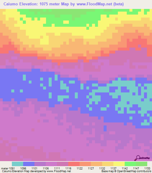 Caiumo,Angola Elevation Map