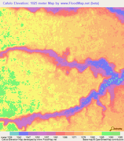 Cafulo,Angola Elevation Map