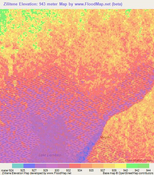 Zilitene,Namibia Elevation Map