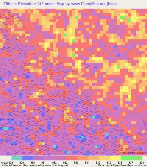 Zilitene,Namibia Elevation Map