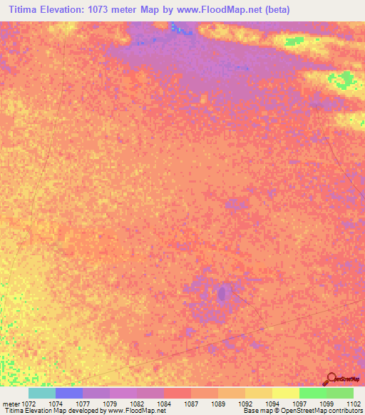 Titima,Namibia Elevation Map
