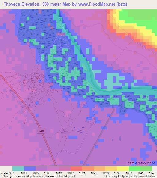 Thovega,Namibia Elevation Map