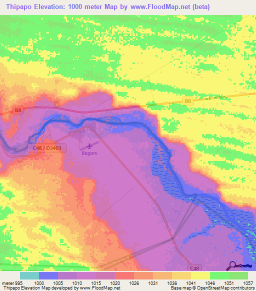 Thipapo,Namibia Elevation Map
