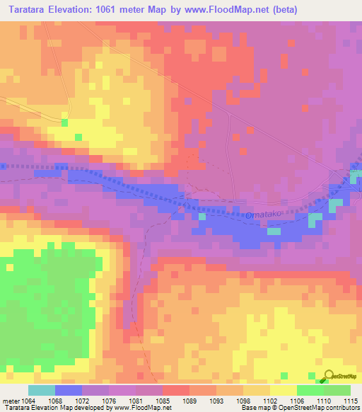Taratara,Namibia Elevation Map