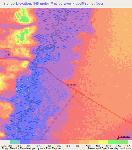 Siongo,Namibia Elevation Map
