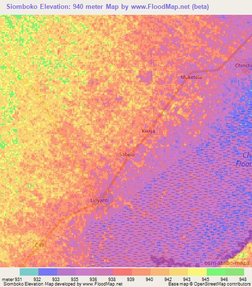 Siomboko,Namibia Elevation Map