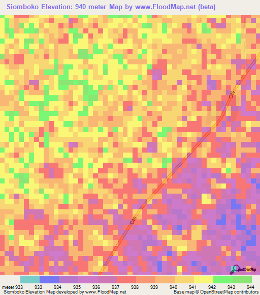 Siomboko,Namibia Elevation Map