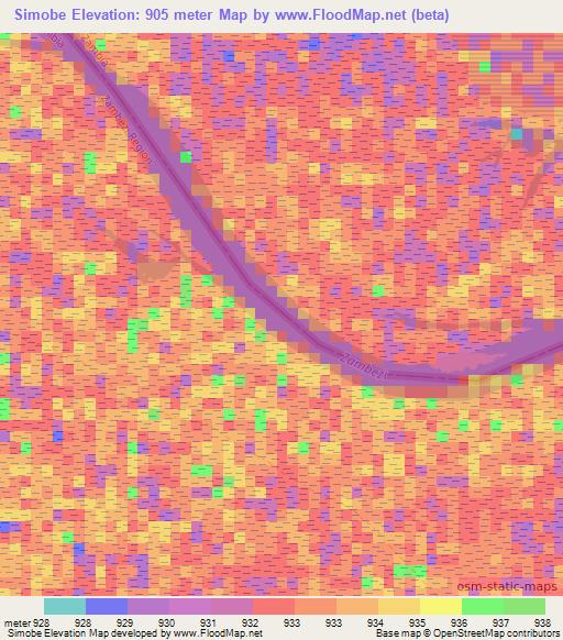 Simobe,Namibia Elevation Map
