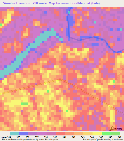 Simataa,Namibia Elevation Map