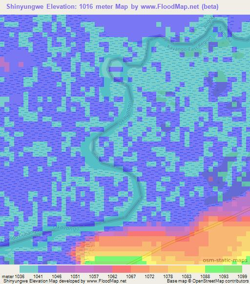 Shinyungwe,Namibia Elevation Map