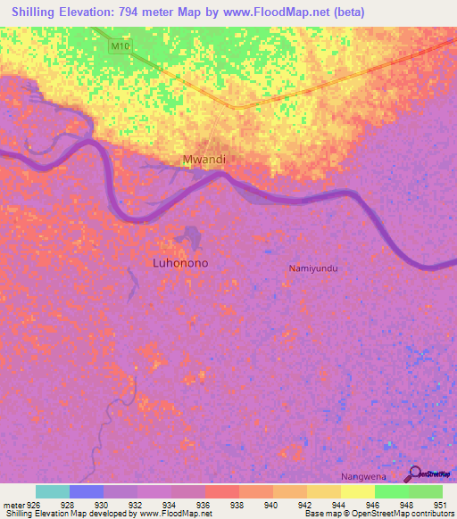 Shilling,Namibia Elevation Map