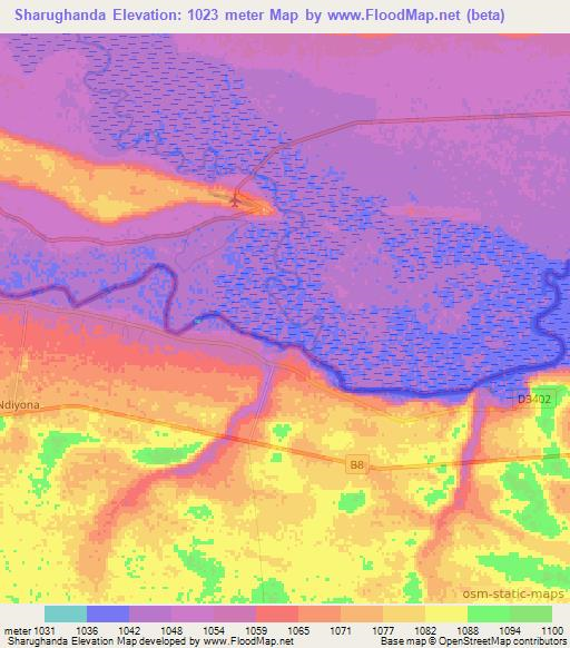 Sharughanda,Namibia Elevation Map
