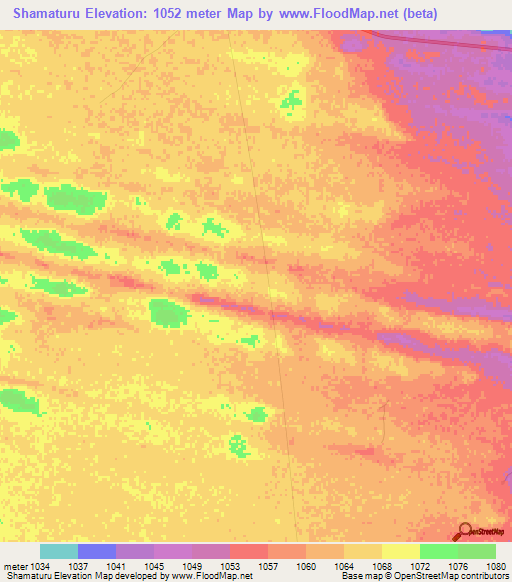 Shamaturu,Namibia Elevation Map