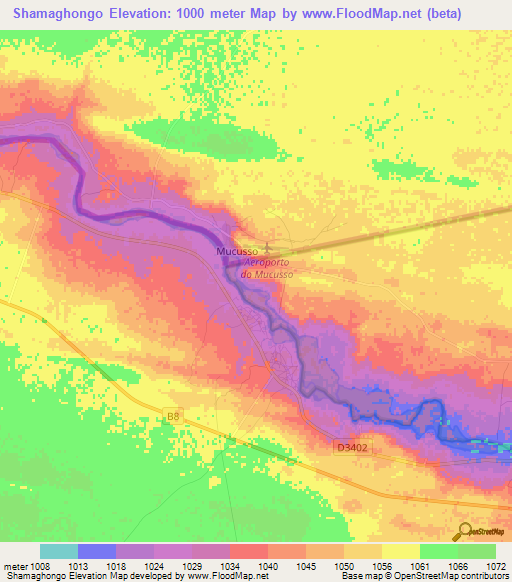 Shamaghongo,Namibia Elevation Map