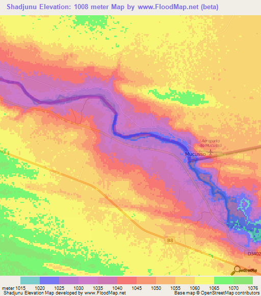Shadjunu,Namibia Elevation Map