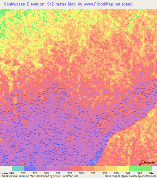 Sankwassa,Namibia Elevation Map
