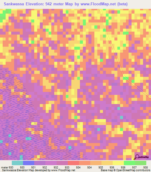 Sankwassa,Namibia Elevation Map