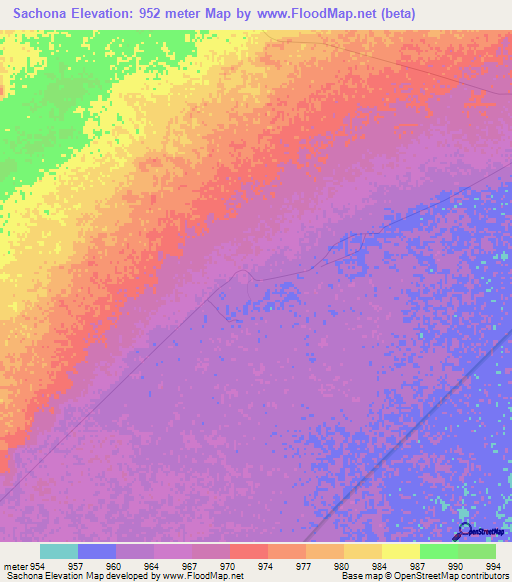 Sachona,Namibia Elevation Map