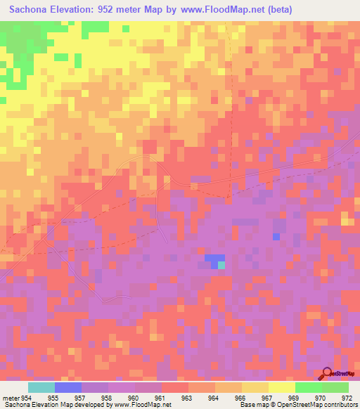 Sachona,Namibia Elevation Map