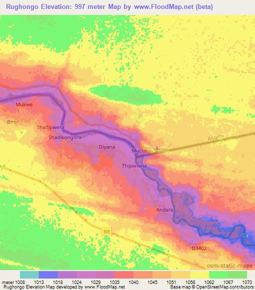 Rughongo,Namibia Elevation Map