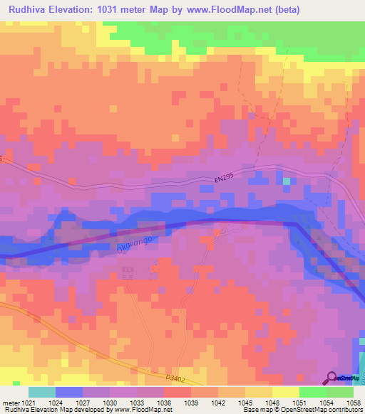 Rudhiva,Namibia Elevation Map
