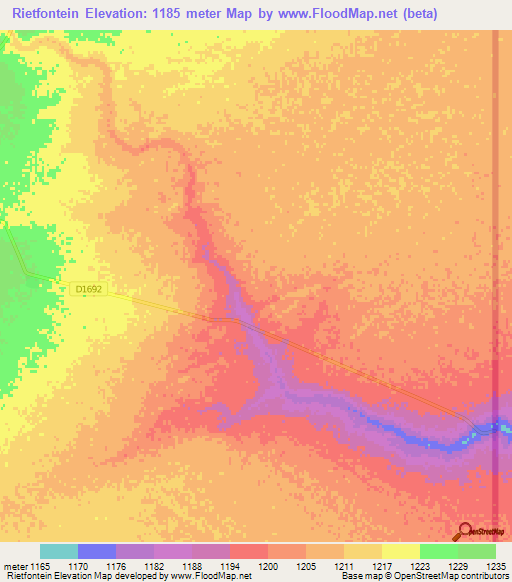 Rietfontein,Namibia Elevation Map