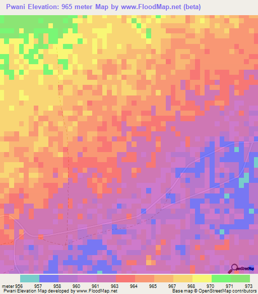 Pwani,Namibia Elevation Map