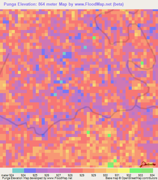 Punga,Namibia Elevation Map