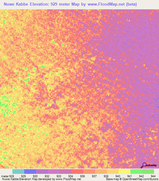 Nuwe Kabbe,Namibia Elevation Map