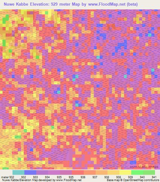 Nuwe Kabbe,Namibia Elevation Map