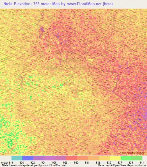 Ntela,Namibia Elevation Map