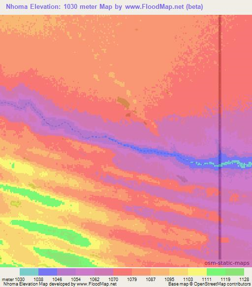 Nhoma,Namibia Elevation Map