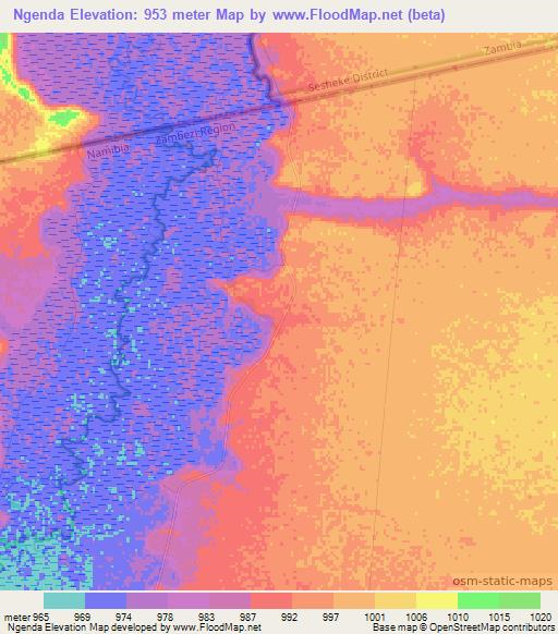 Ngenda,Namibia Elevation Map