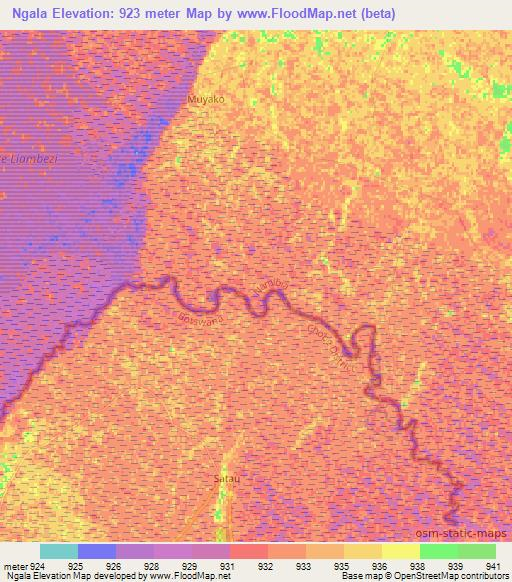 Ngala,Namibia Elevation Map