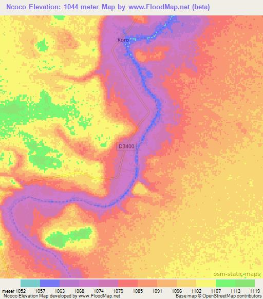 Ncoco,Namibia Elevation Map