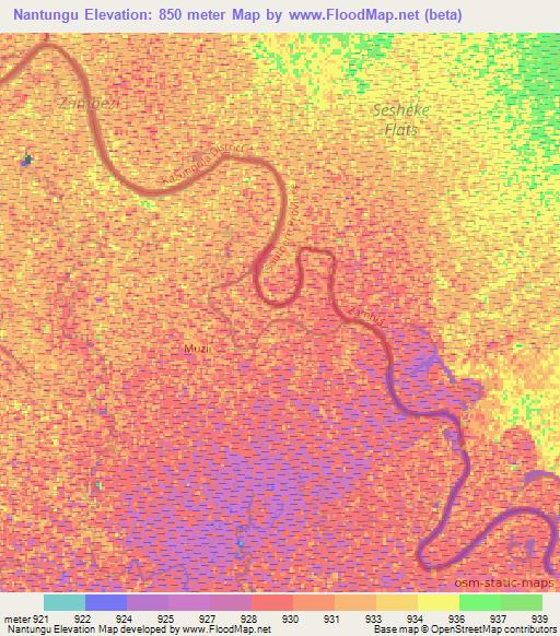 Nantungu,Namibia Elevation Map