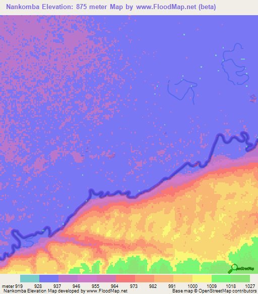 Nankomba,Namibia Elevation Map