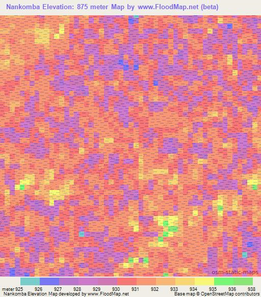 Nankomba,Namibia Elevation Map