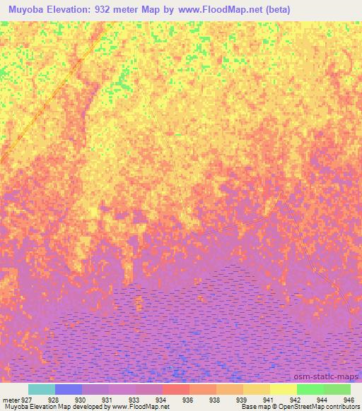 Muyoba,Namibia Elevation Map